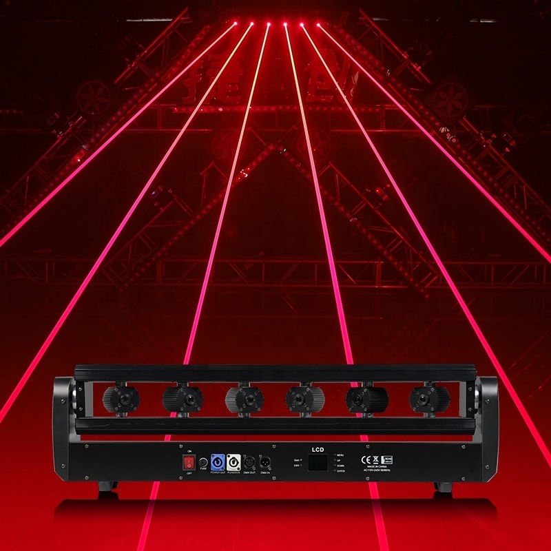 China Professional Dmx512 Lazer Light 6 Eyes 300mw 500mw Red Laser Light Green Blue Laser Stage Light