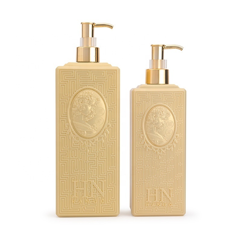 Luxury custom beauty fancy design shampoo bottle lotion bottle with gold pump