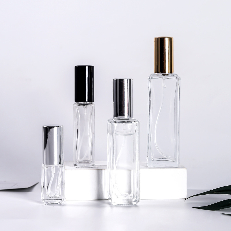 Top perfumes in separate bottles Rectangular clear perfume spray bottle glass liquid in separate bottles empty 5/15/30/50/100ml