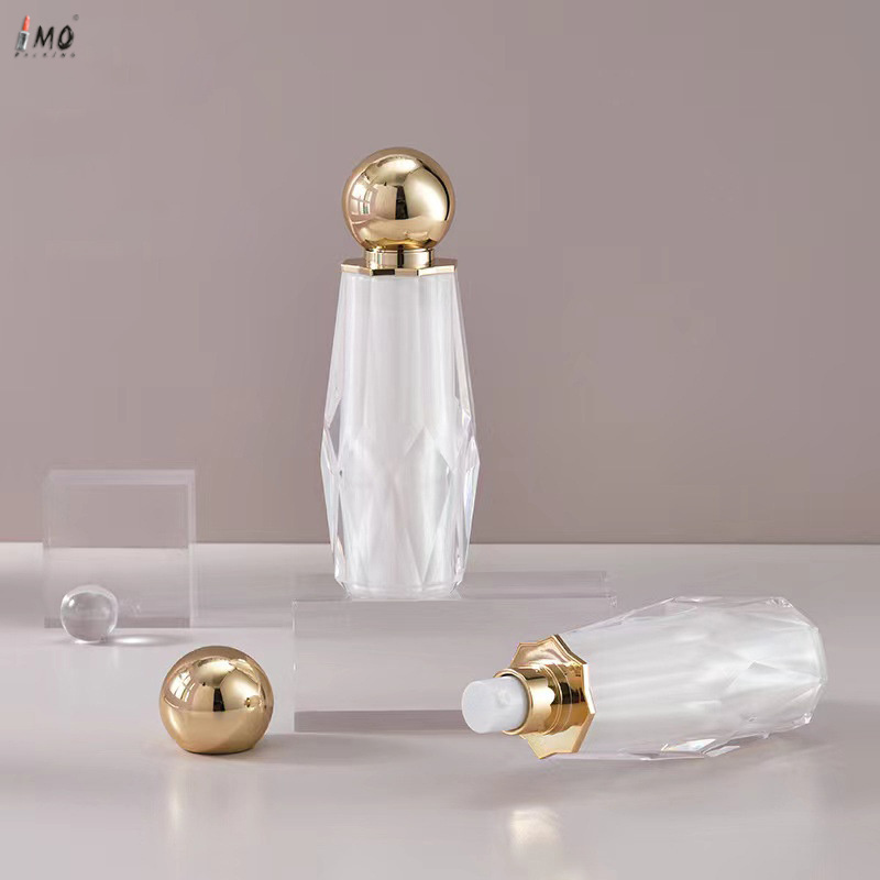 Crystal pearl white Cosmetic Liquid Bottle With Pump Cap Liquid foundation bottle packing