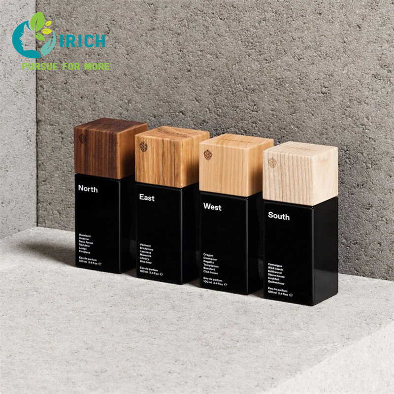 Wholesale Luxury Refillable Custom Empty 30ml 50ml 100ml Wooden Cap Glass Spray Perfume Bottles