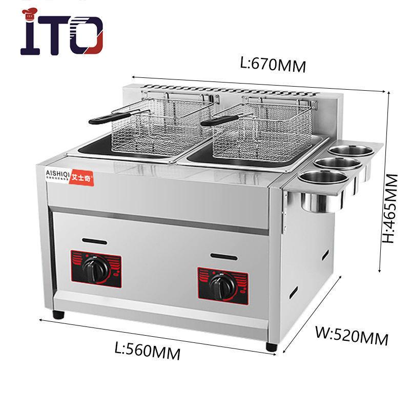 commercial fryer gas Stainless steel gas deep fryer thermostat broasted chicken machine