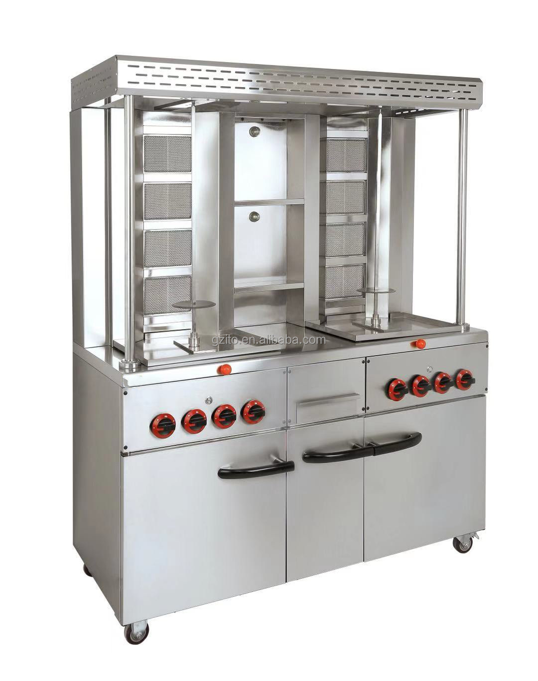 Kitchen equipment gas shawarma grill machine chicken rotary gas doner kebab making machine shawarma machine for sale