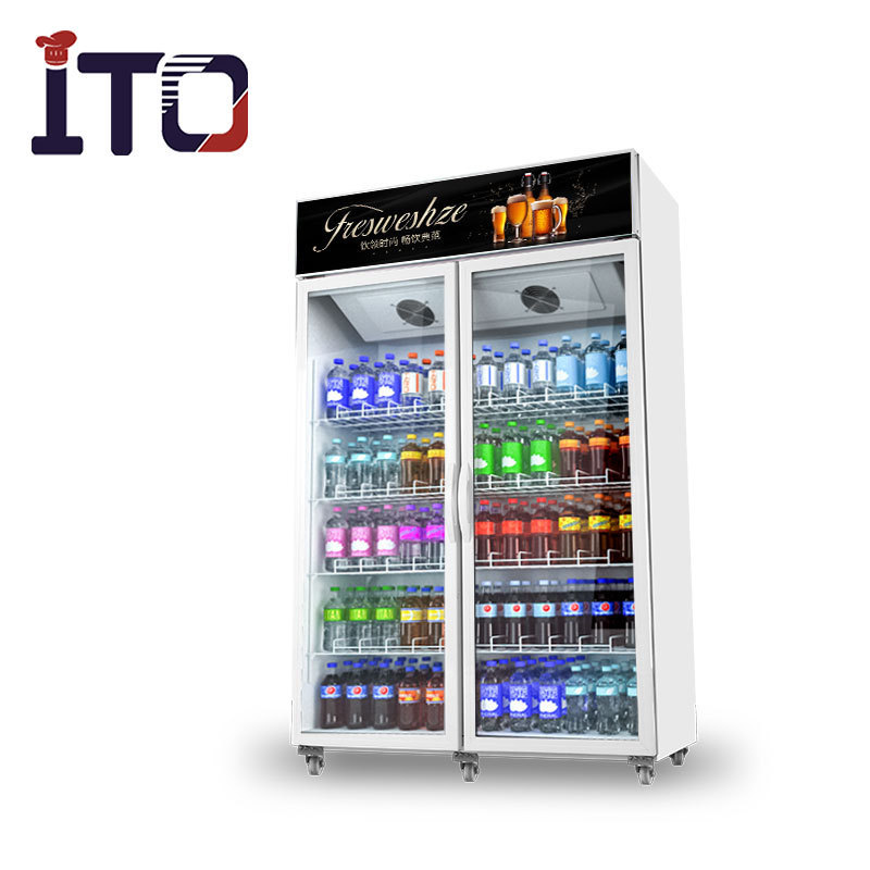 Factory Direct Sale Double Glass Doors 618L Cool Drinks Cooler Refrigerators For Supermarket