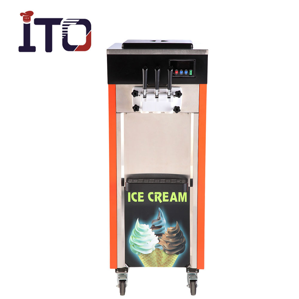 Three Flavor Snack Equipment Soft Ice Cream Maker /Spaghetti Ice Cream Machine