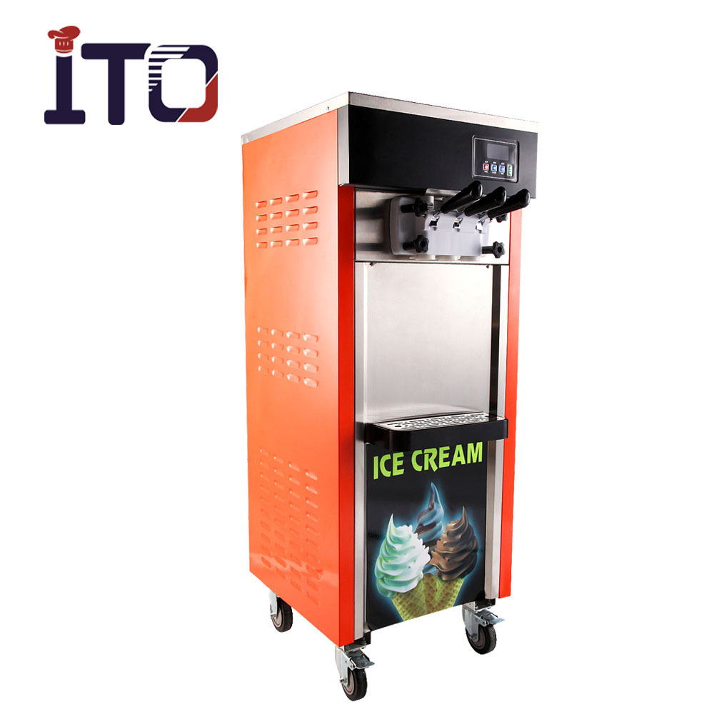 Three Flavor Snack Equipment Soft Ice Cream Maker /Spaghetti Ice Cream Machine