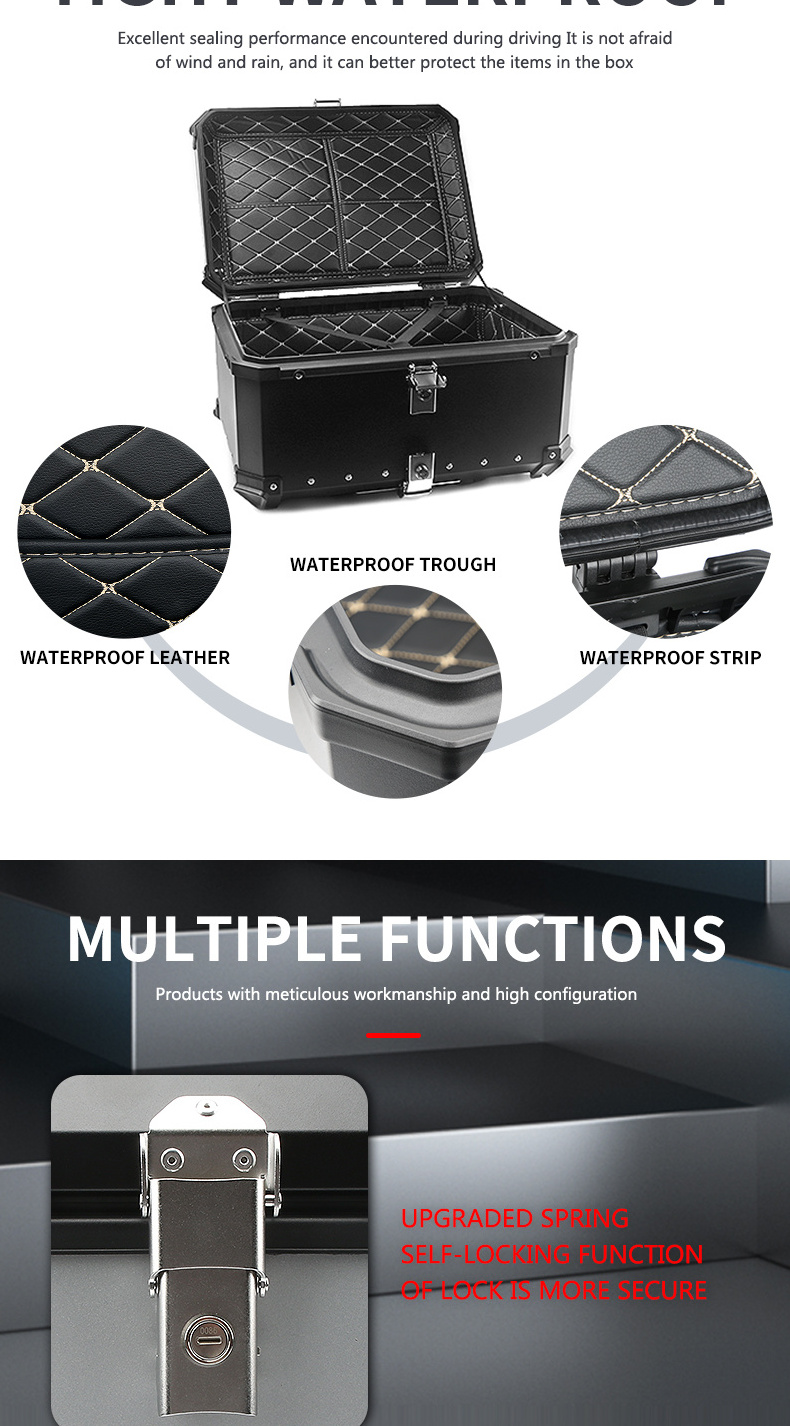 Modification Universal Large Capacity Rear Chest Aluminium Alloy Tail Boxes 65L Delivery Box Motorcycle Top box