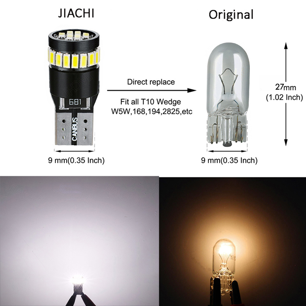 JiaChi Factory Super Bright Small Lamp Highlight White Red Blue Yellow Non Polarity Universal Auto Car Light Canbus T10 Led Bulb