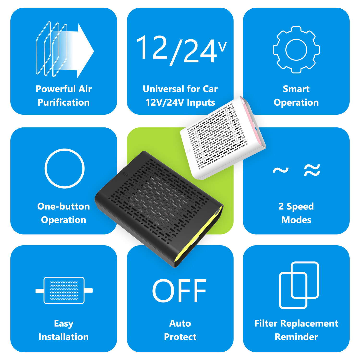 Household Desktop Auto Air Cleaner Activated Carbon Charcoal HEPA Filter Car Air Purifiers