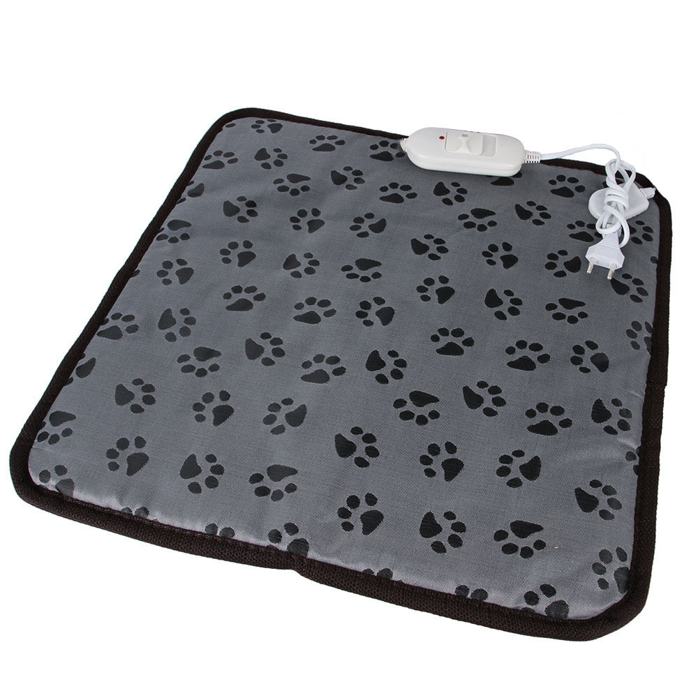 Washable and Wear-Resistant Leather Heating Pad Paw Print Patterned Cat Dog Bed Warmer for Pet Surgery Recovery Car Chair Use