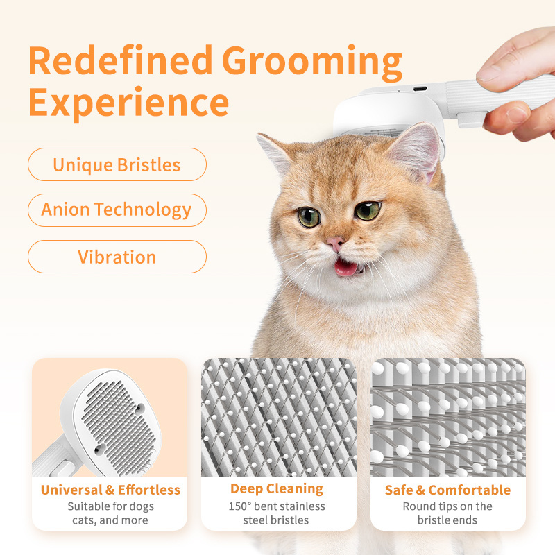 2024 New Products Wholesale 2 in 1 Negative Ion Slicker Hair Comb Electric Pet Massager Pet Grooming Brush for Dogs and Cats