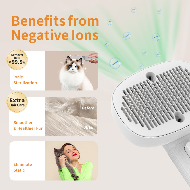 Pet Slicker Brush One Click Cleaning Button Hair Removal Knot Opening Grooming Massage Hair Brush for Dog and Cat