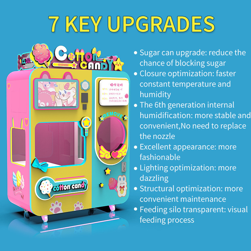 2024 professional portable automated robot cotton candy vending machine automatic