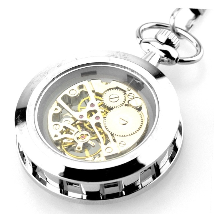 Fashion Hot Sale Mechanical Hand Wind Pocket Watch Men Women Retro Necklace Steampunk Skeleton Roman Number Clock Watches