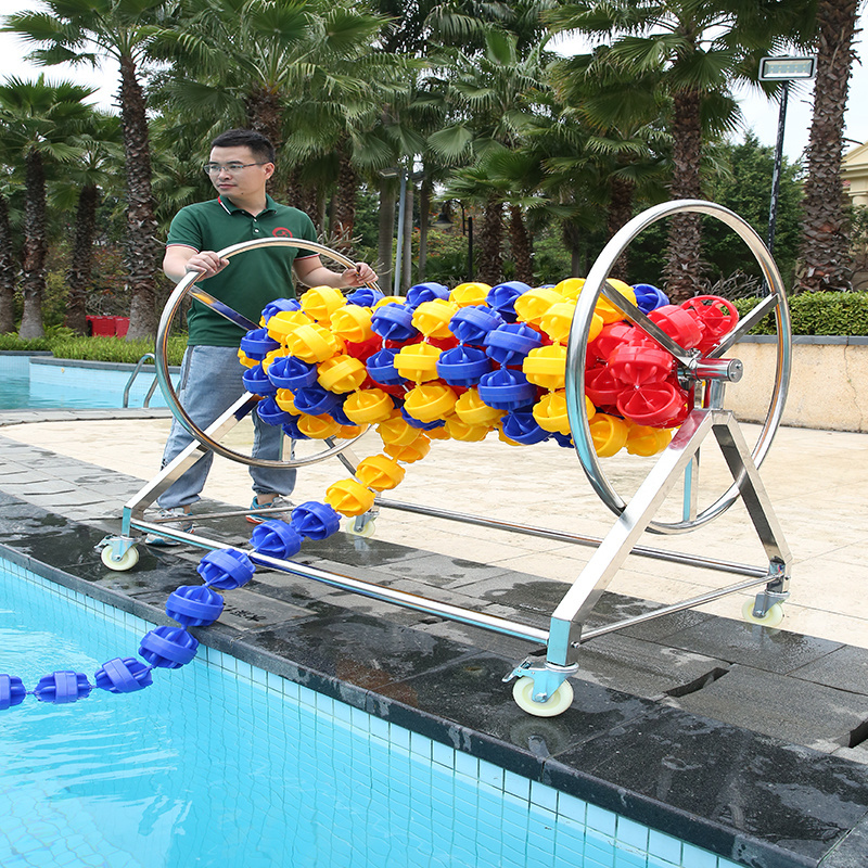 Necessary Pool & Accessories Essential Floating Stainless Steel Roller Swimming Pool Lane Rope Reel with PC Material