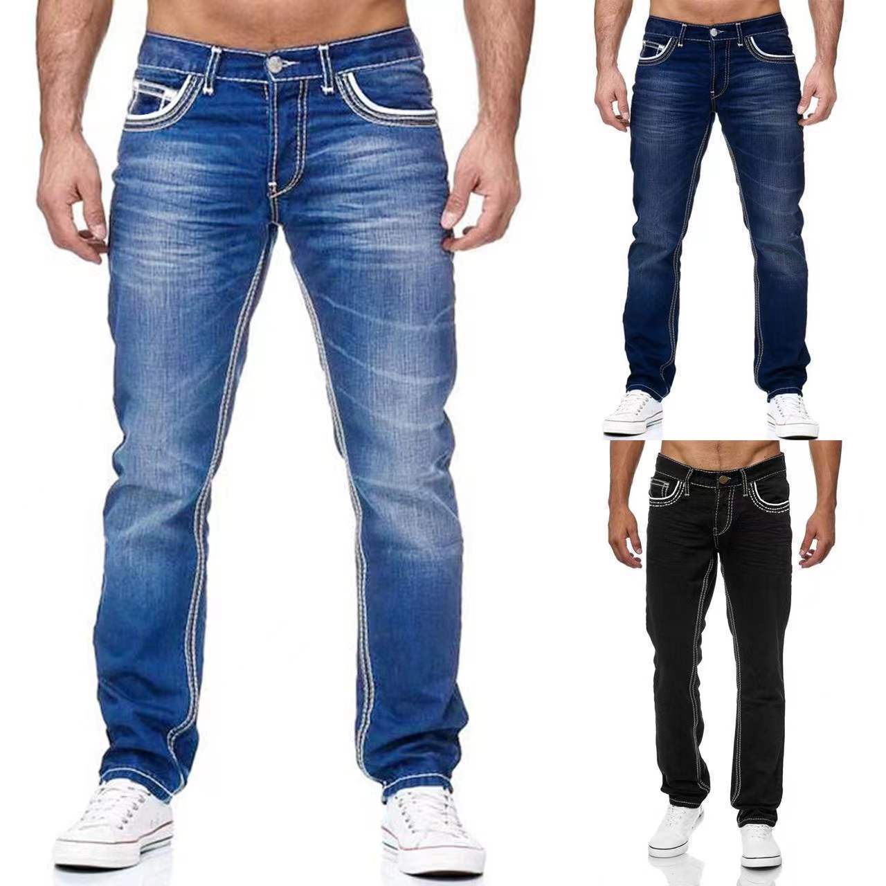 High Quality Loose Fit Stacked Denim, Jeans pants for Men 2023 Street Stretch Skinny Flare Pants/