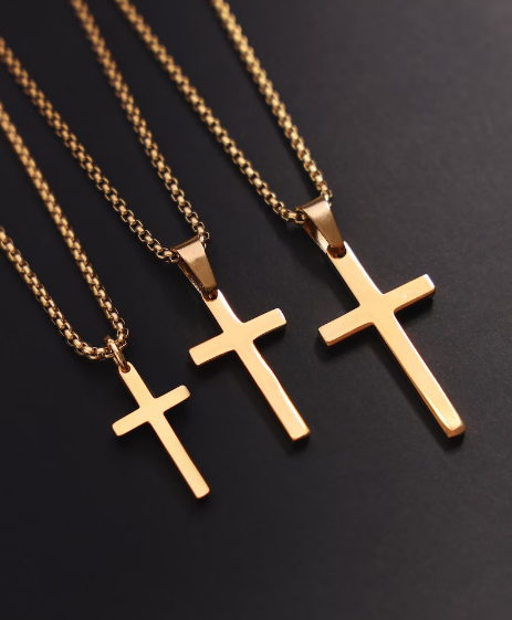 New Fashion Titanium  Silver Black Prayer Choker Cross Pendants For Men gold cross necklaceJewelry Stainless Steel Necklaces