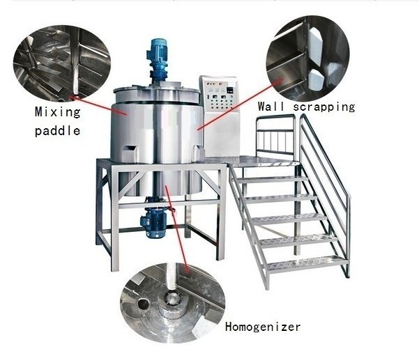 High Shear cosmetic lotion cream liquid soap making machine chemical mixing tank shampoo mixing making machine