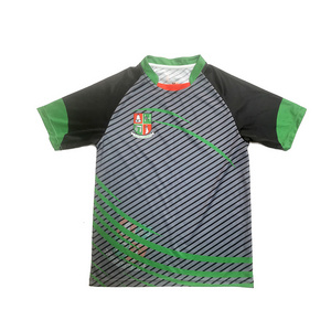 China latest football jersey designs green and white stripes soccer wear set