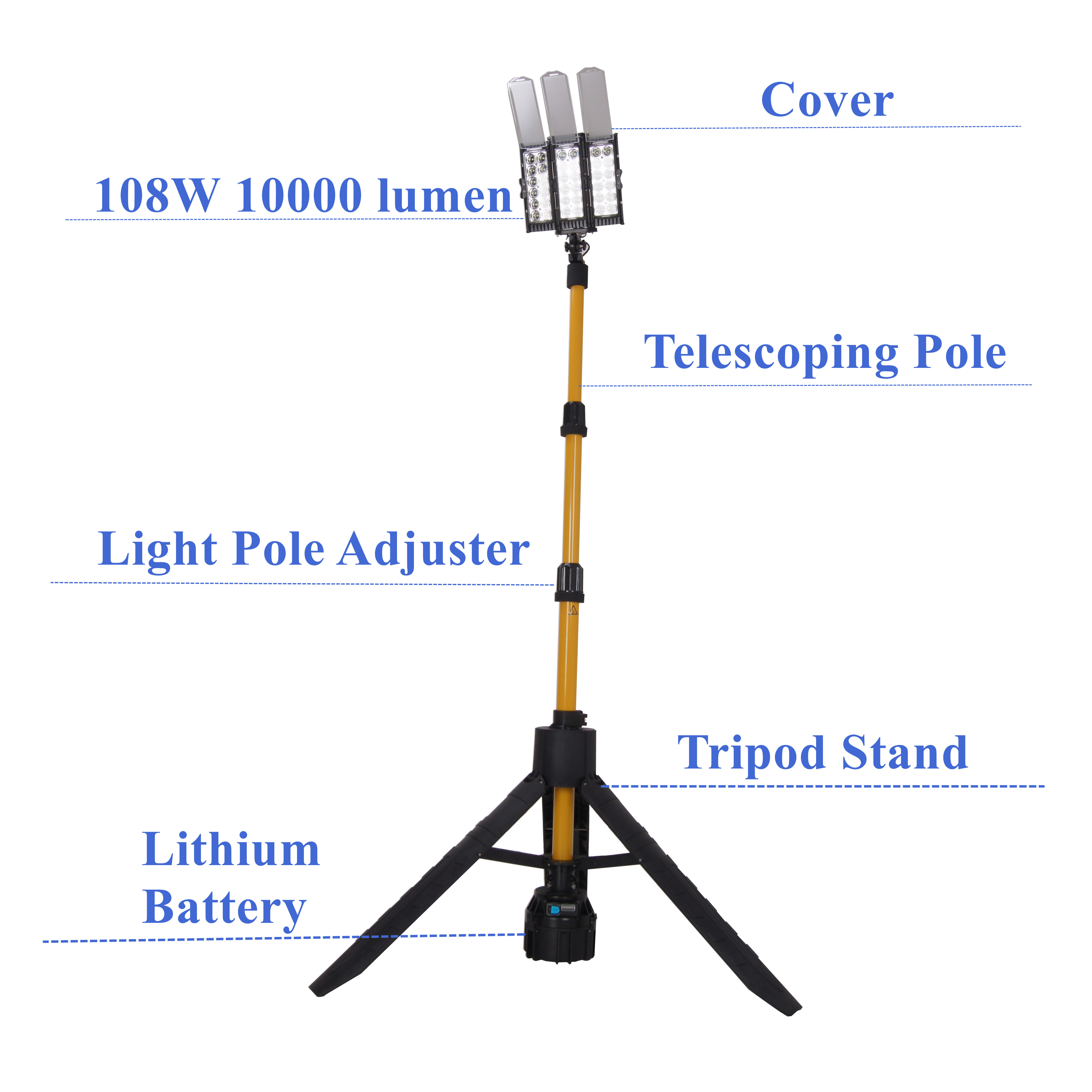 10000 lumen High quality safe qualified and compact 2.74 m telescopic light tower