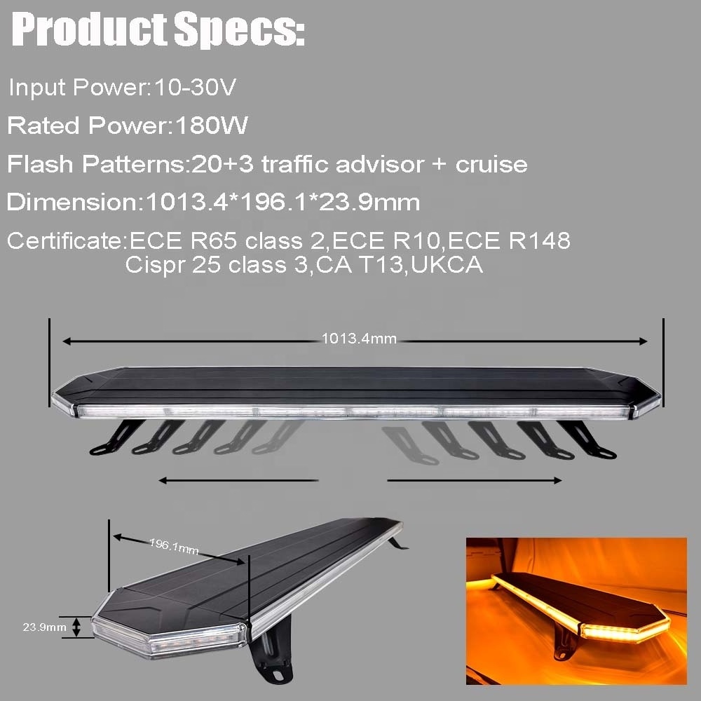 Aluminum Cover LED Warning light bar Slim Emergency Light Bar For Ambulance Patrol Strobe Lights