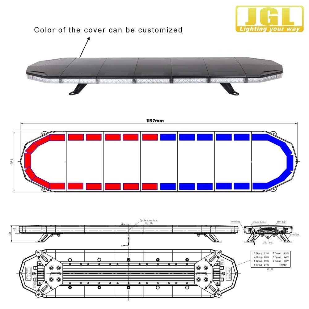 LED Roof Top Strobe Warning Light Bar Hazard Emergency Flashing Beacon Lights for Construction Vehicles Tow Trucks Snow Plow