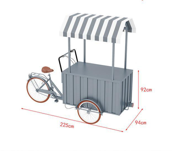 Mobile Food Snack Selling Cart Freezer Outdoor Food Dining Car Reverse Riding Tricycle