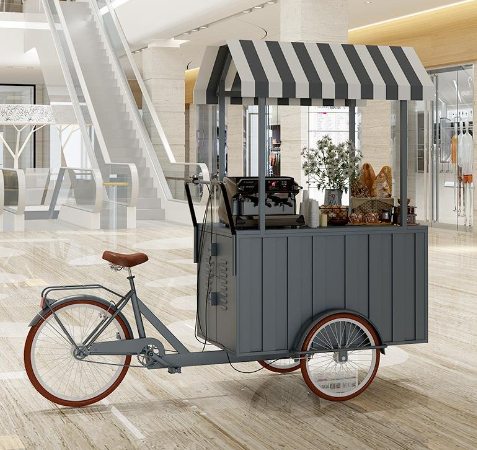 Mobile Food Snack Selling Cart Freezer Outdoor Food Dining Car Reverse Riding Tricycle