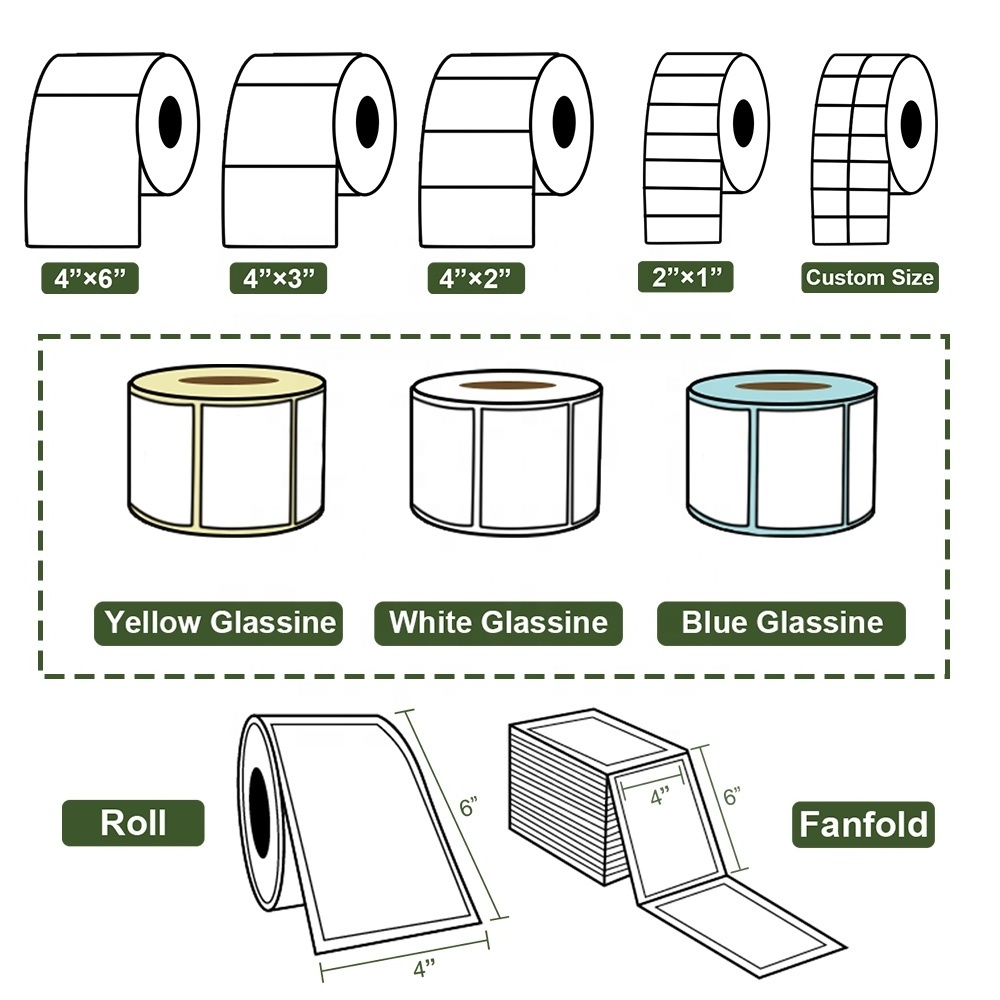 Strong Adhesive Express Barcode Label Fan Fold Thermal Labels 4X6 Shipping Label Printer 4X6 Sticker Fan Fold Thermal Paper 4X6