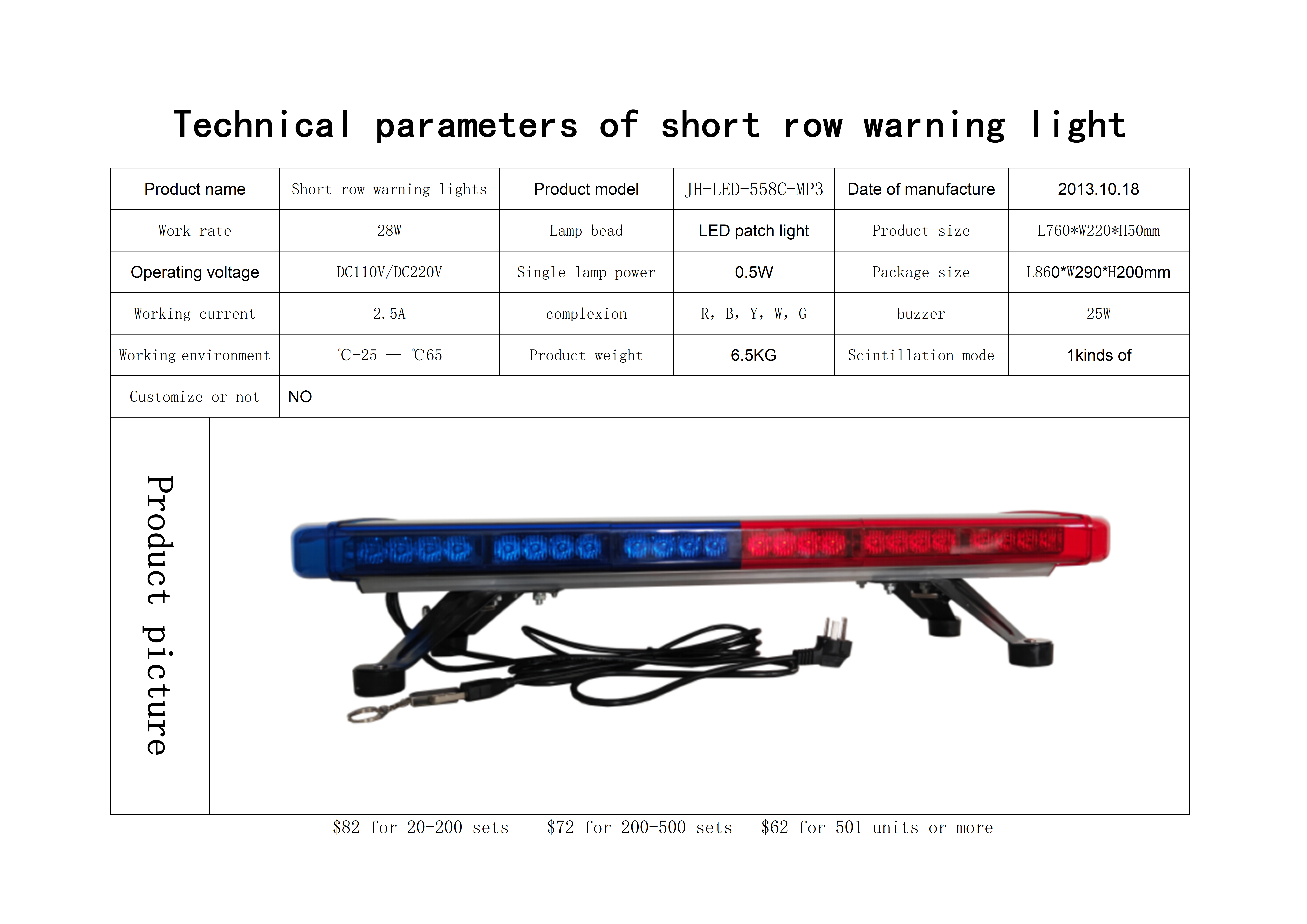 LED Roof Top Strobe Lights Emergency Hazard Warning Light Safety Flashing LED Bar for Truck Car Snow Plow Vehicle