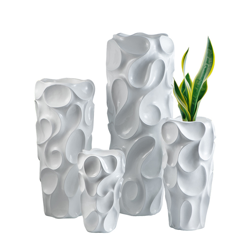 Custom Factory White Floor Vase Large Home Decor Tall Modern Indoor Flower Pots & Planters