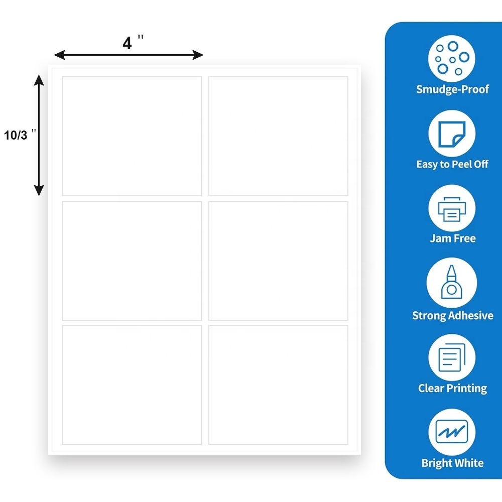 Custom A4 Sheet A4 Label Paper Shipping Blank Sheet Labels Barcode Stickers Inkjet A4 Sheet Of Labels