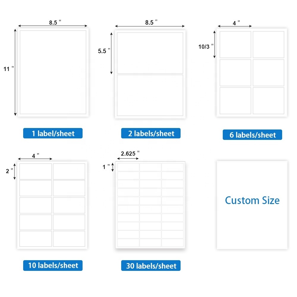 Custom A4 Sheet A4 Label Paper Shipping Blank Sheet Labels Barcode Stickers Inkjet A4 Sheet Of Labels