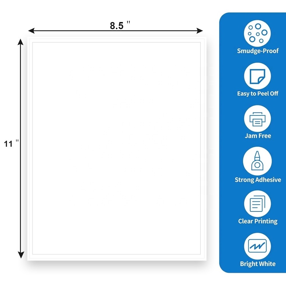 Custom A4 Sheet A4 Label Paper Shipping Blank Sheet Labels Barcode Stickers Inkjet A4 Sheet Of Labels