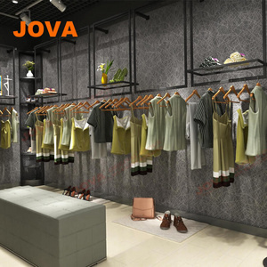 Fashion Clothes Shop Decoration Design Wall Decor Wholesale Clothing Racks For Stores