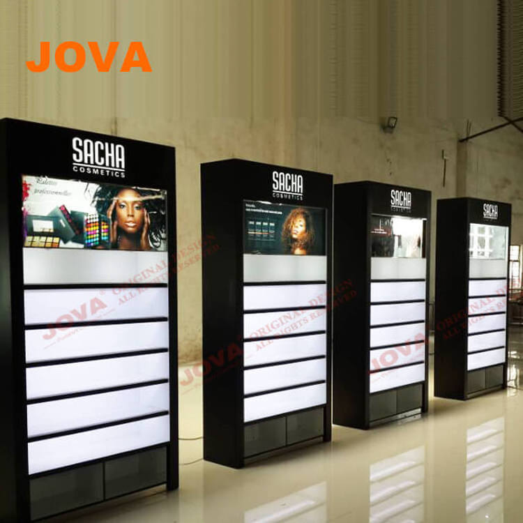 Floor Display Stand Glass Shelf And Rack Cosmetic Wall Mounted Display Cabinets