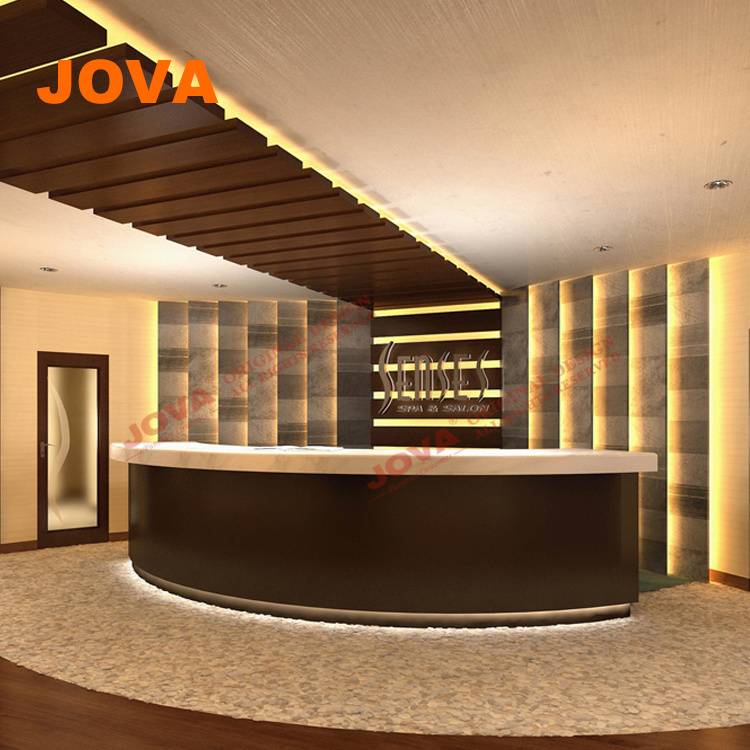 Boutique Circular Lighted Price Small Round 2 Person High Gloss Counter Front Wholesale Office Reception Desk