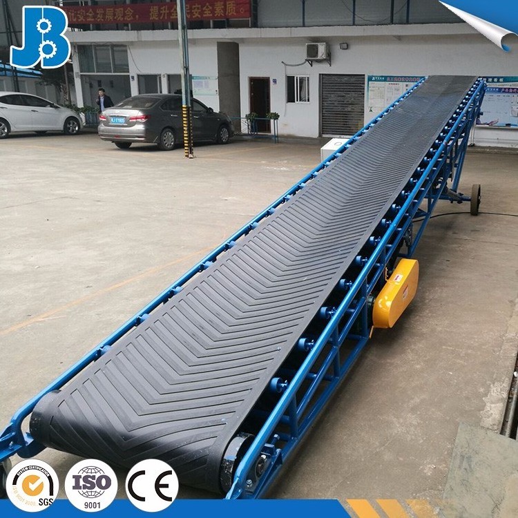 OEM custom bag stacking conveyor/rubber band conveyor/movable conveyor for bagged cement