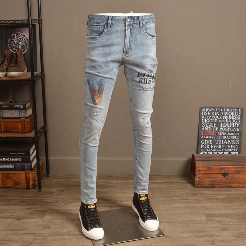 Hot Summer Denim Men's Jeans Denim Men's Slim Cotton Pants Fashion Blue Denim Men's Jeans Plus Size Pants