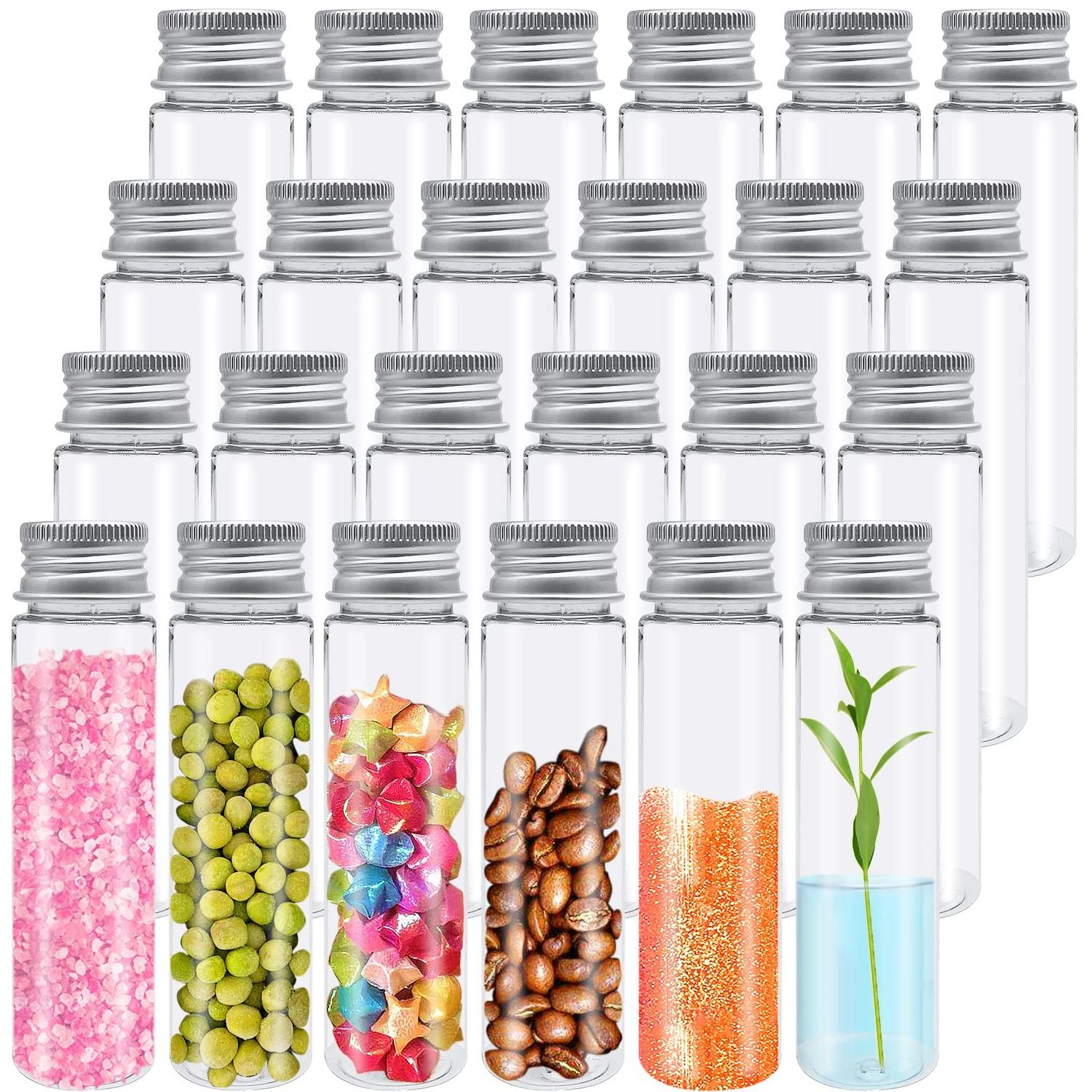 50ml Clear Plastic Test Tube,Flat Test Tubes with Screw Caps,Storage Tubes Organizer for Candy,Gumball