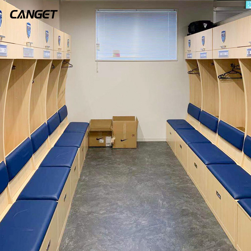 Changing room plywood laminate athletic locker with bench