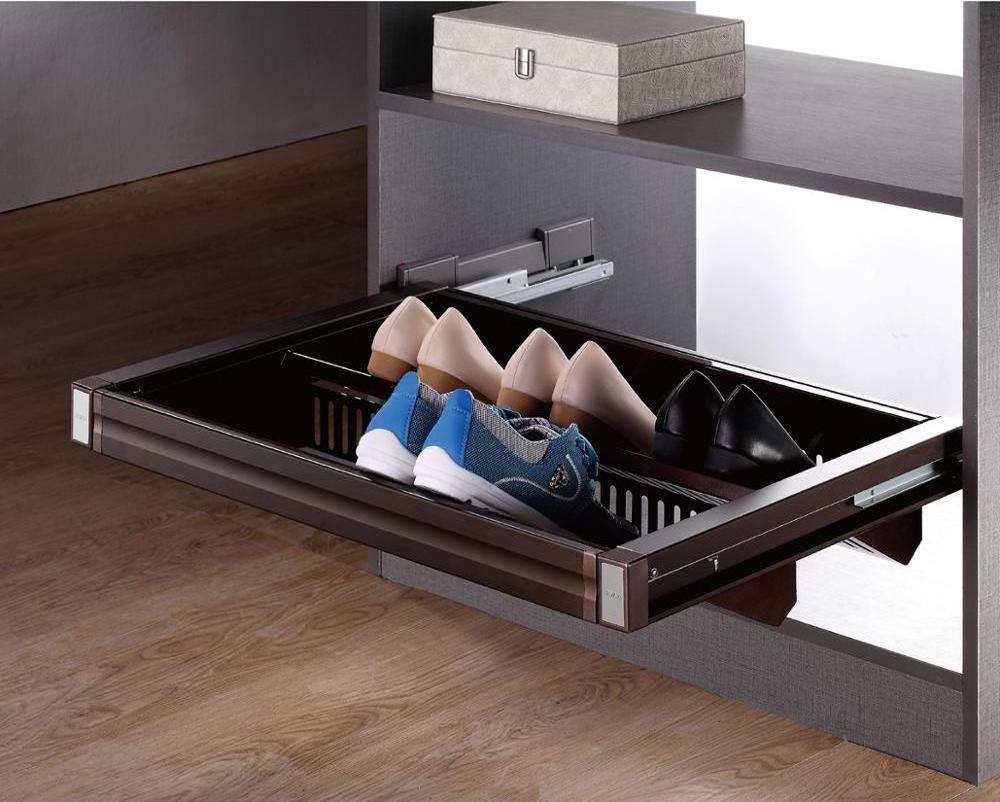 Jayna Adjustable Pull Out  Metal Shoe Rack Cabinet Shoe Organizer Storage For Home With Drawer Slides