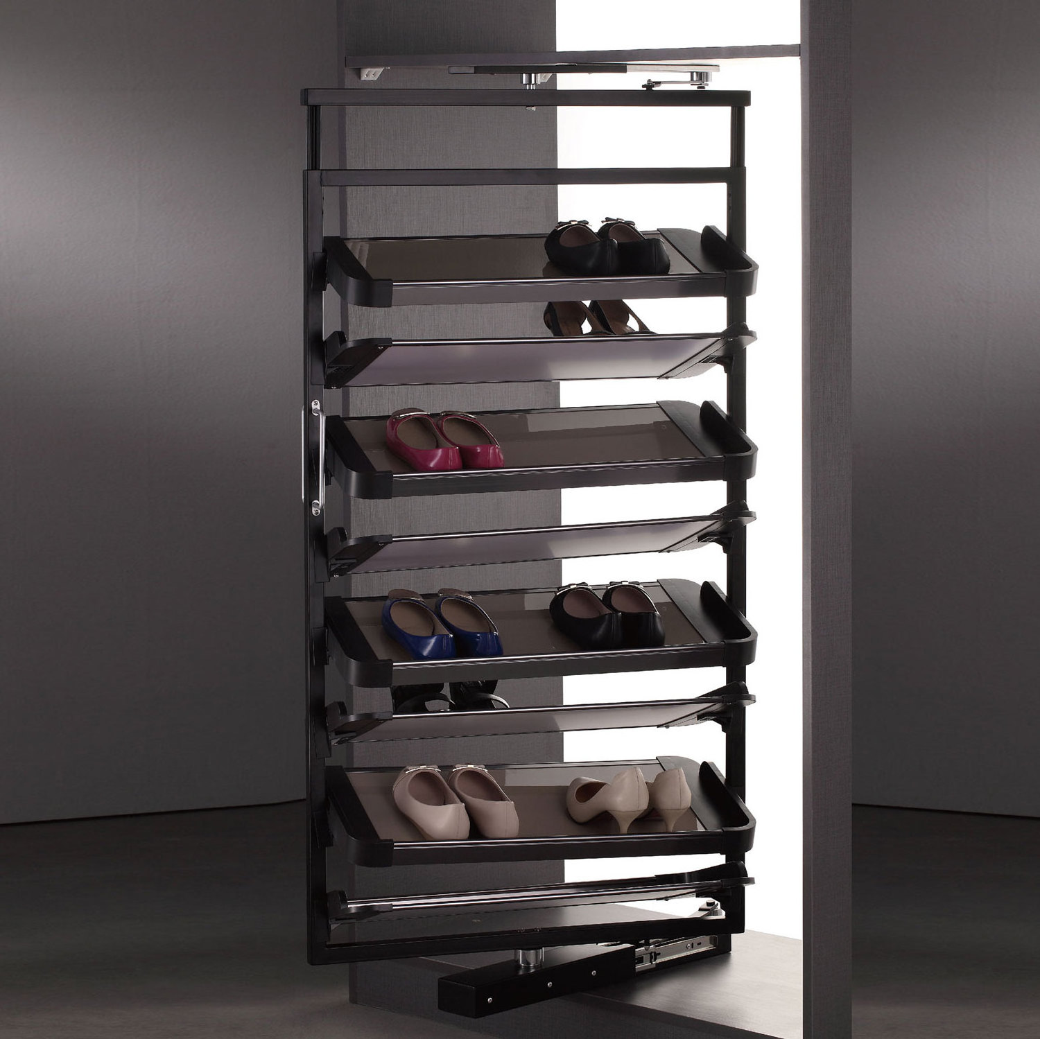 High Quality Wardrobe Fittings Shoes  Organizer 360 Degree Rotating Shoe Rack