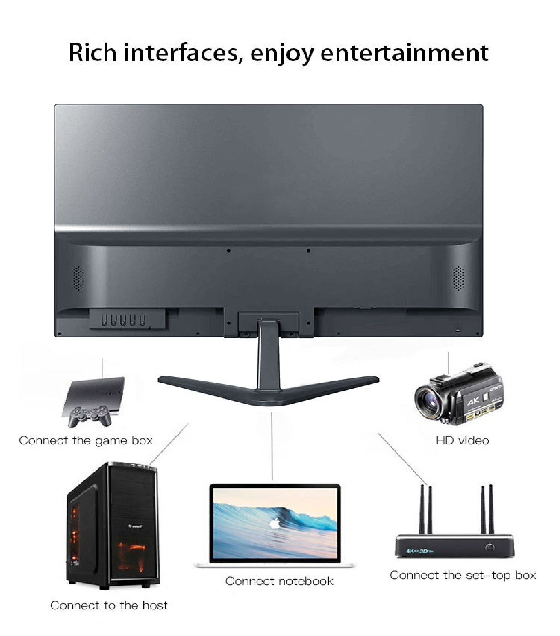 19 Inch FHD Desktop IPS Screen PC Computer 12V TFT LCD Monitor with HD VGA BNC USB Input Pixel Speaker Status Horizontal