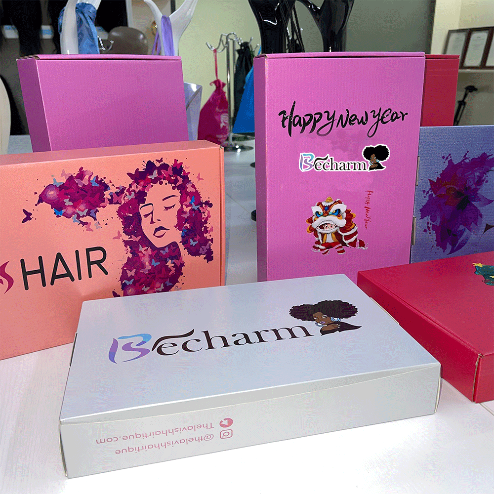 Wholesale Custom Logo Wigs Packaging Box Corrugated Cardboard Paper Hair Folding Gift Box For Hair Bundle Shipping Package Boxes