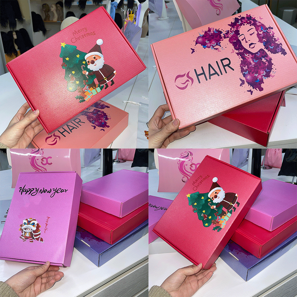 Wholesale Custom Logo Wigs Packaging Box Corrugated Cardboard Paper Hair Folding Gift Box For Hair Bundle Shipping Package Boxes