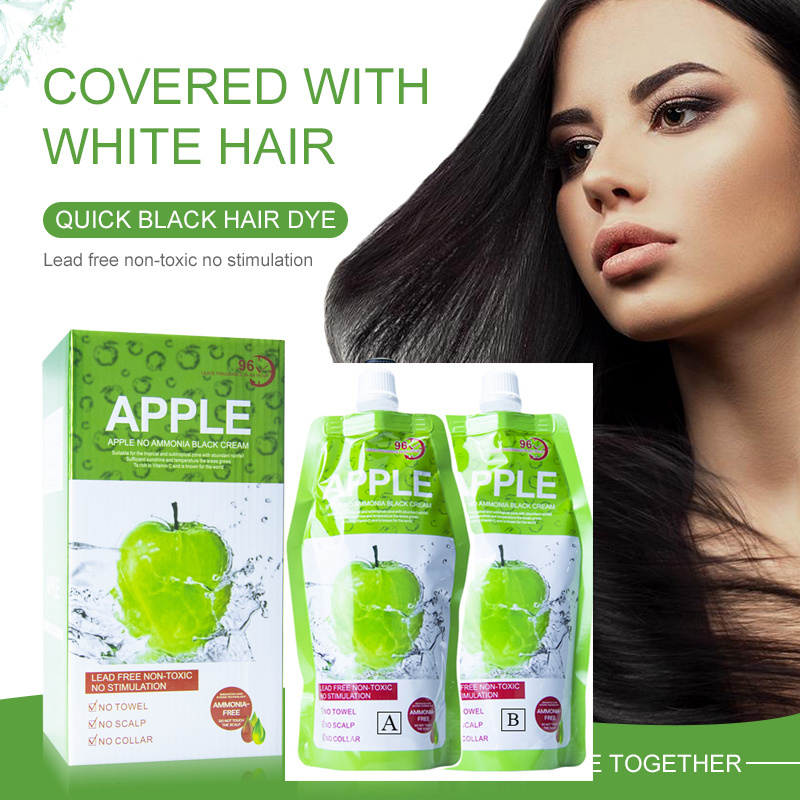 Jiaying Private Label Ammonia Free Apple Fruit Extract Hair Dye Cream 96 Black Hair Cream 1000ml