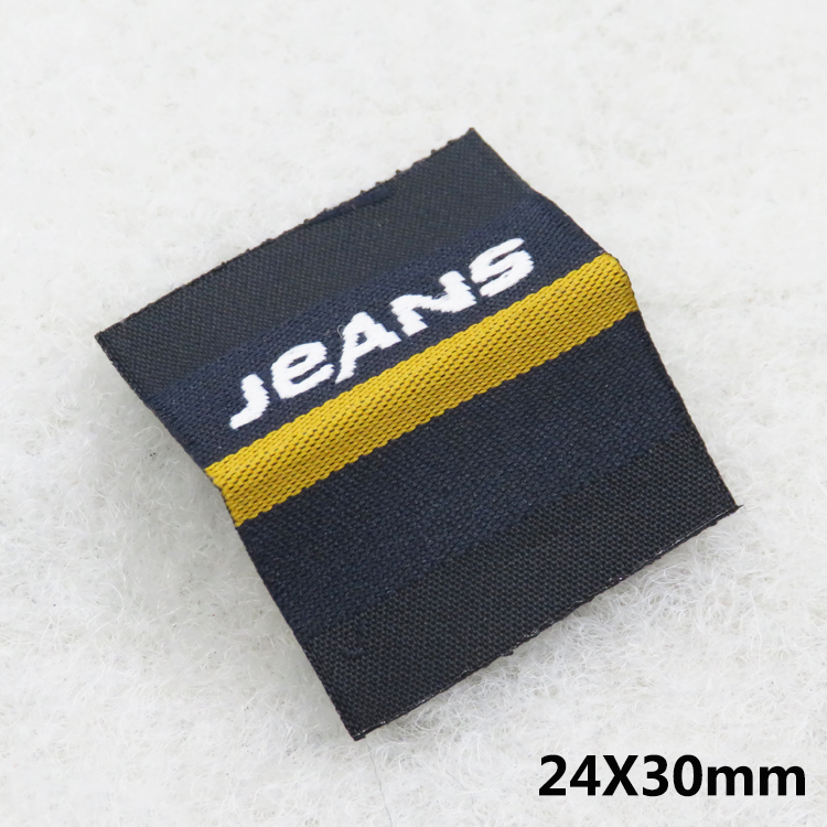 Customized cheap fashion style garment woven label jeans private brand logo labels collar trademark etiqueta tejida clothes tag