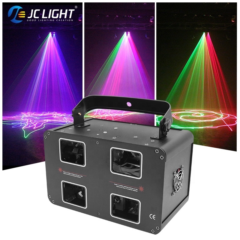 4 Heads & 4 Eyes & 4 Hole Rgb+yellow full color Double Layer Mini Disco Laser Dj Projector Light For Club