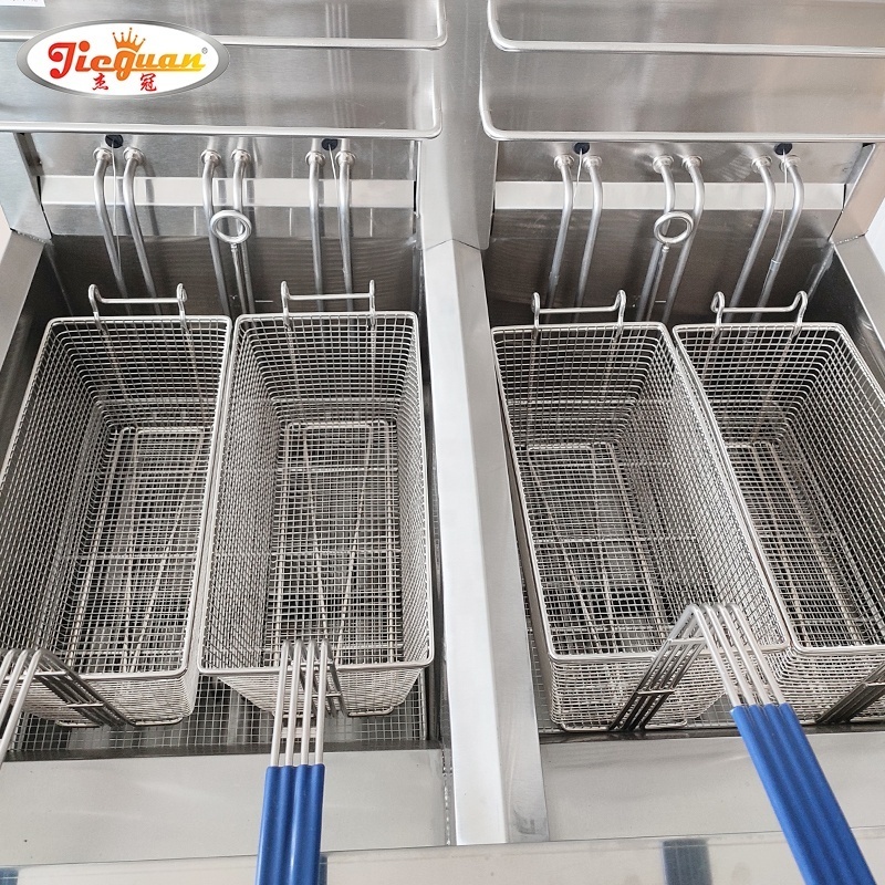 Commercial stainless steel Custom Vertical 2 tanks 2 Baskets Timer Electric Deep Fryer with Cabinet